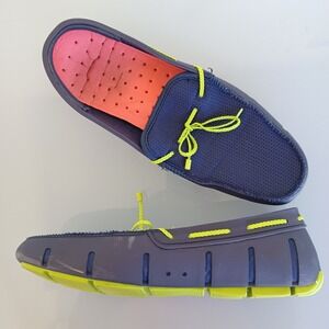 SWIMS Men's Loafers Boat Shoes Navy Blue Yellow Size 10‎